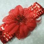 Red Sequin Headband With R..