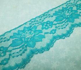 1 yard of 3 inch Teal Green chantilly lace trim for bridal, baby, lingerie, home decor by MarlenesAttic - Item P5