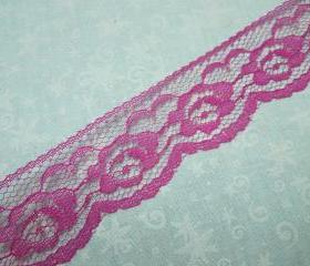 1 yard of 1 1/4 inch Fuschia Pink Chantilly lace trim for bridal, baby, wedding, valentines, romantic, couture by MarlenesAttic - Item Q3