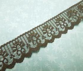 1 yard of 1 1/4 inch Chocolate Brown Chantilly Lace trim for bridal, baby, altered couture, lingerie by MarlenesAttic - Item Q9