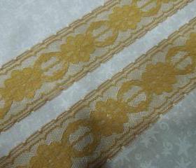 1 yard of 2 inch Gold chantilly lace for insertion, bridal, baby, wedding, couture, costume, holiday by MarlenesAttic - Item MR