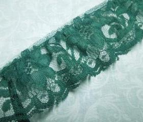 1 yard of 2 inch Emerald Green ruffled chantilly lace trim for holiday, christmas, st patricks, home decor by MarlenesAttic - Item R9